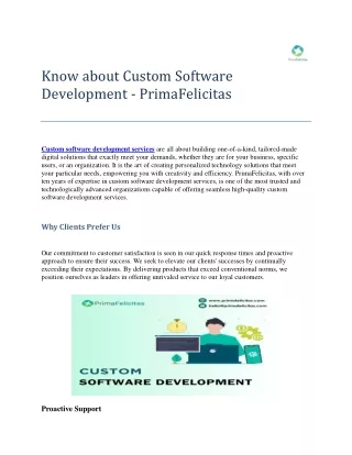 Know about Custom Software Development