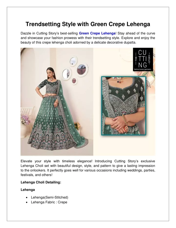 trendsetting style with green crepe lehenga