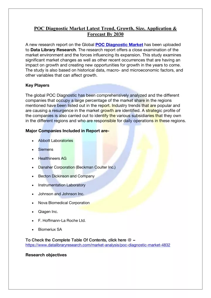 poc diagnostic market latest trend growth size