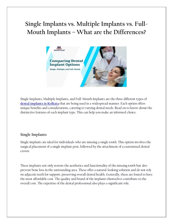 single implants vs multiple implants vs full