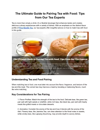The Ultimate Guide to Pairing Tea with Food: Tips from Our Tea Experts