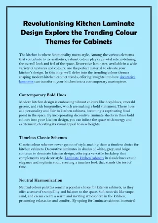 Revolutionising Kitchen Laminate Design Explore the Trending Colour Themes for Cabinets