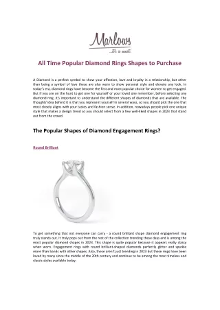 All Time Popular Diamond Rings Shapes to Purchase