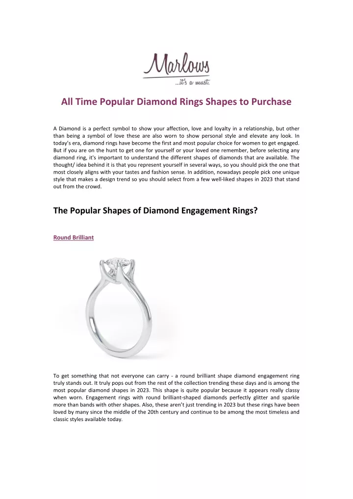 all time popular diamond rings shapes to purchase