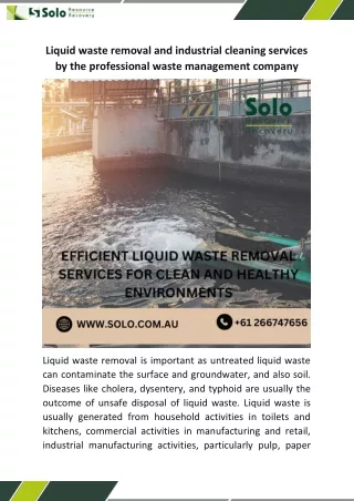 Liquid waste removal and industrial cleaning services by the professional waste management company