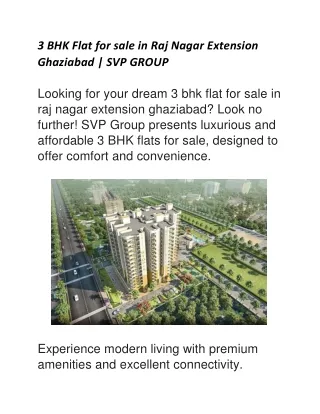 3 BHK Flat for sale in Raj Nagar Extension Ghaziabad | SVP GROUP