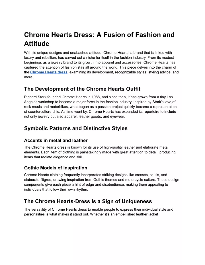 chrome hearts dress a fusion of fashion