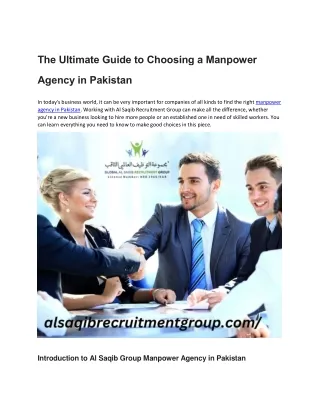 The Ultimate Guide to Choosing a Manpower Agency in Pakistan