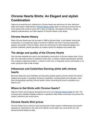 chrome hearts shirts an elegant and stylish