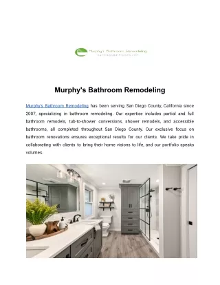 Elevate Your Space: Murphy's Bathroom Remodeling Solutions