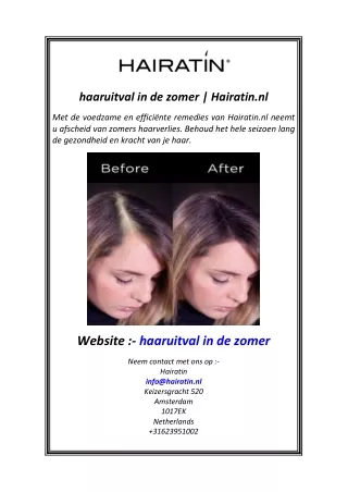 haaruitval in de zomer  Hairatin.nl