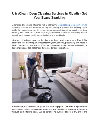UltraClean_ Deep Cleaning Services in Riyadh - Get Your Space Sparkling