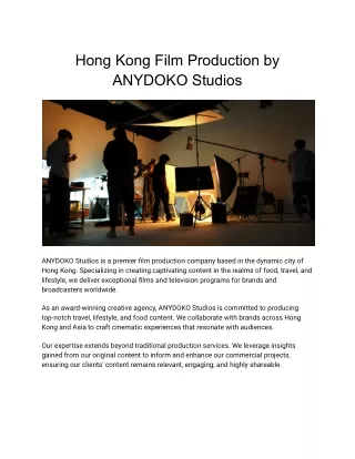 Hong Kong Film Production by ANYDOKO Studios