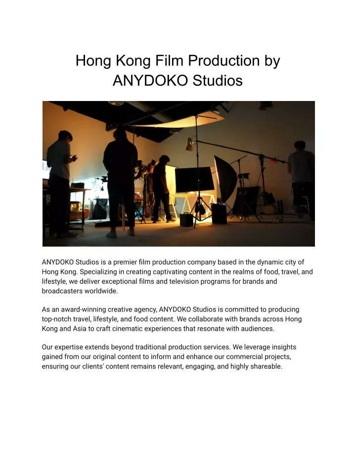 hong kong film production by anydoko studios