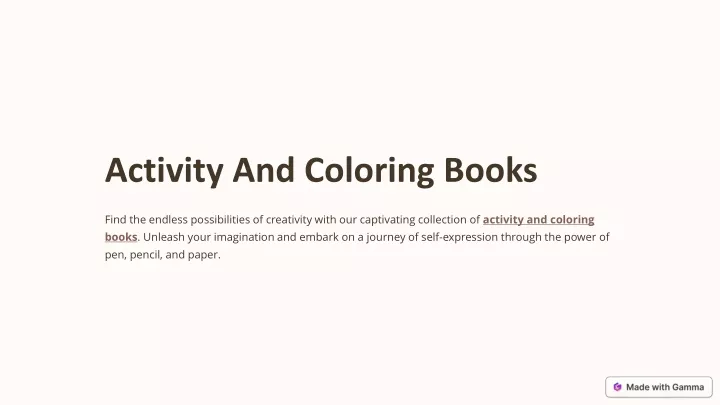 activity and coloring books