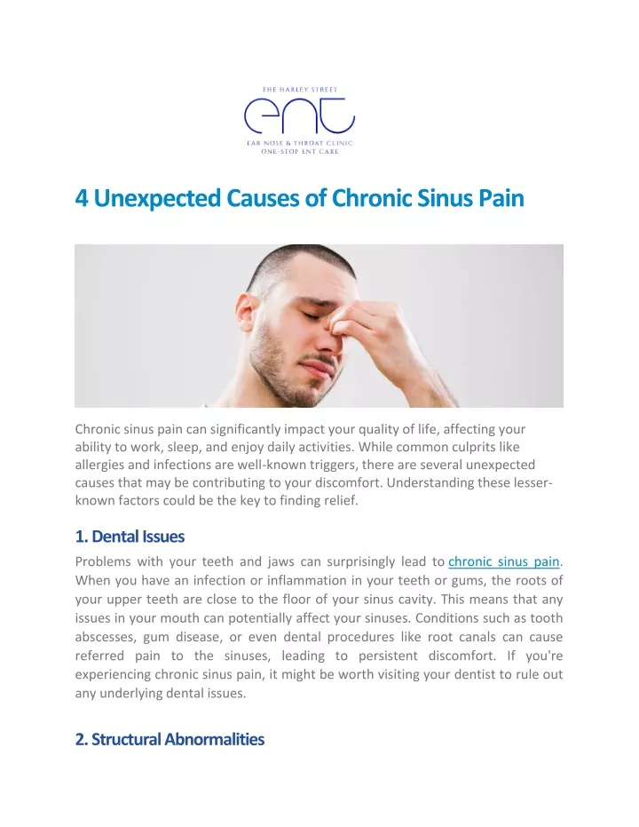 4 unexpected causes of chronic sinus pain