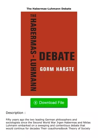 free read (✔️pdf❤️) The Habermas-Luhmann Debate