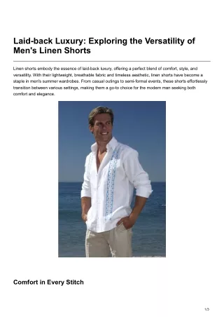 Laid-back Luxury Exploring the Versatility of Men's Linen Shorts