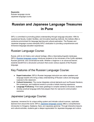 Russian and Japanese Language Treasures in Pune