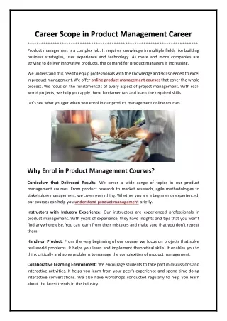 Career Scope in Product Management Career