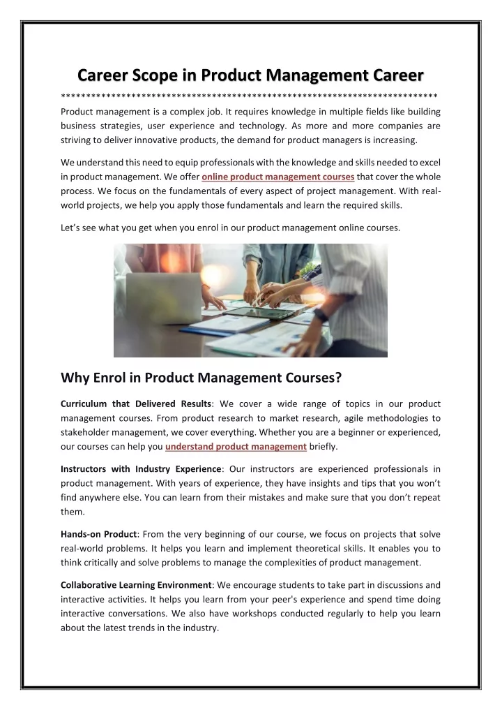 career scope in product management career