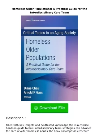 Download⚡PDF❤ Homeless Older Populations: A Practical Guide for the Interdisciplinary Care Team
