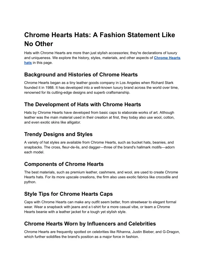 chrome hearts hats a fashion statement like