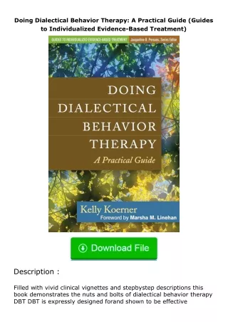 ❤️get (⚡️pdf⚡️) download Doing Dialectical Behavior Therapy: A Practical Guide (Guides to Individualized Evidence-Based