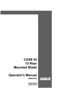 Case IH 15 Rear Mounted Blade Operator’s Manual Instant Download (Publication No.1096276R3)