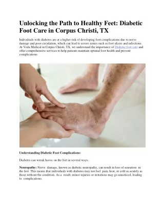 Unlocking the Path to Healthy Feet: Diabetic Foot Care in Corpus Christi, TX