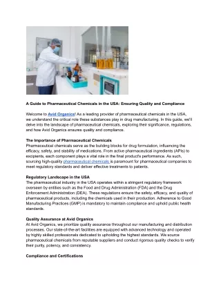 A Guide to Pharmaceutical Chemicals in the USA_ Ensuring Quality and Compliance