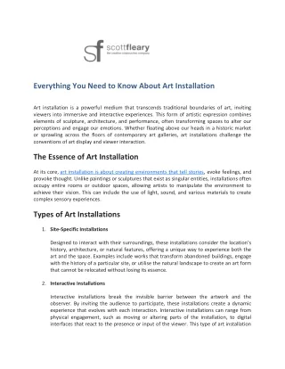 Everything You Need to Know About Art Installation - Scott Fleary