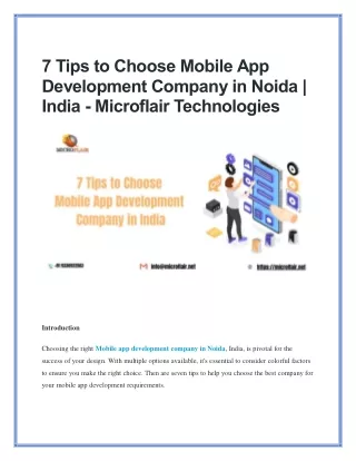 7 Tips to Choose Mobile App Development Company in Noida