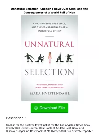 Download⚡(PDF)❤ Unnatural Selection: Choosing Boys Over Girls, and the Consequences of a World Full of Men