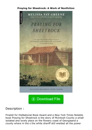 ❤PDF⚡ Praying for Sheetrock: A Work of Nonfiction