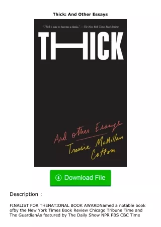 ✔️download⚡️ (pdf) Thick: And Other Essays