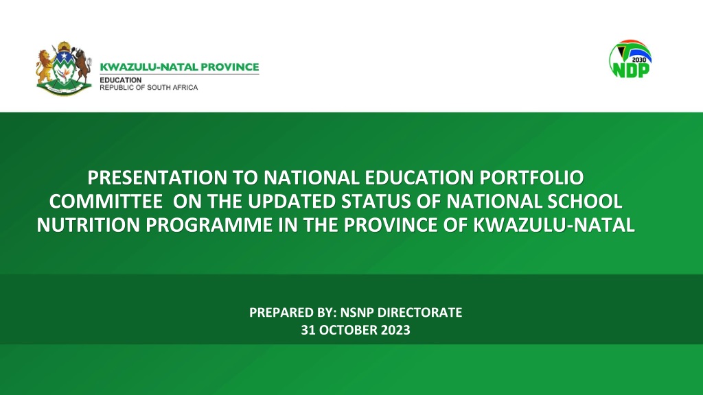 update on national school nutrition programme in kwazulu nat