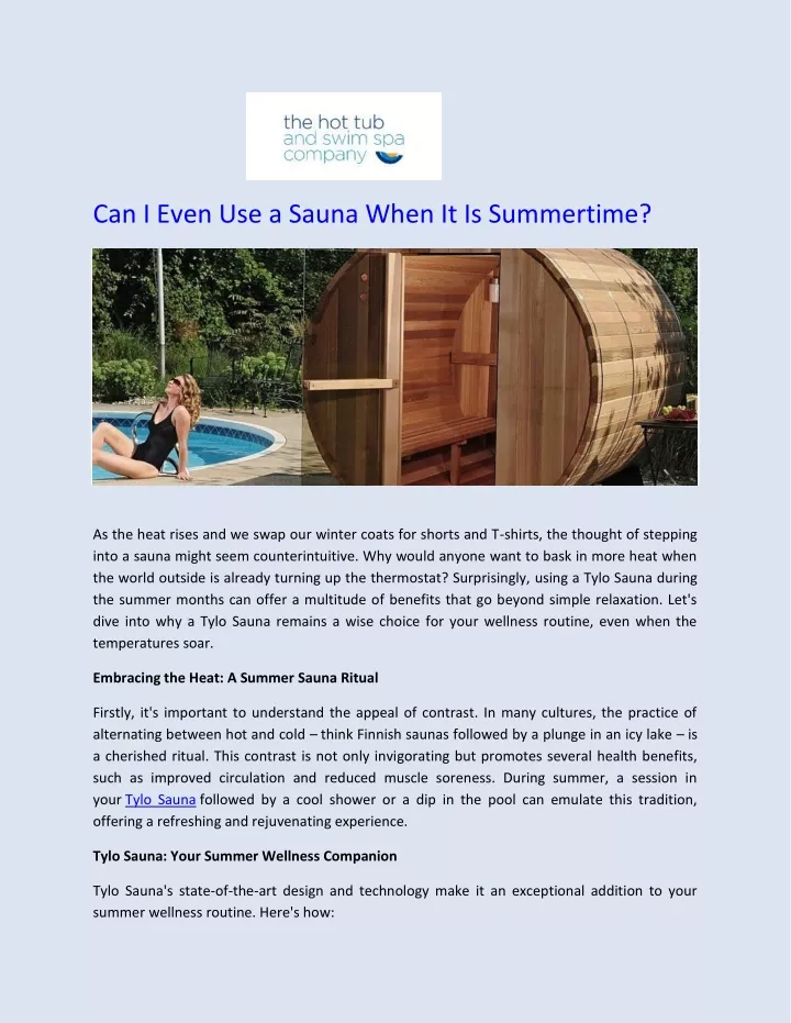 can i even use a sauna when it is summertime