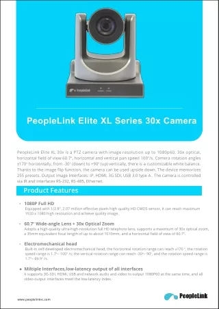 Peoplelink Elite XL Series 30x Camera | USB PTZ Cameras - PeopleLink