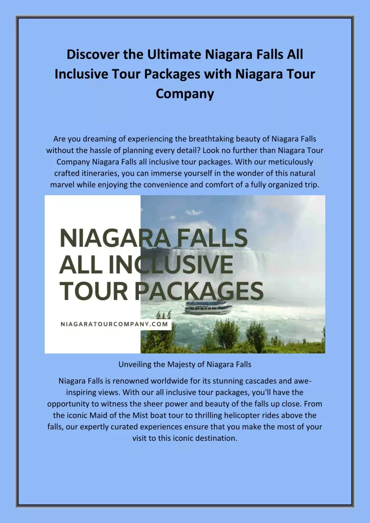 discover the ultimate niagara falls all inclusive