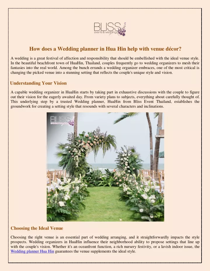 how does a wedding planner in hua hin help with