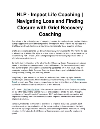 Grief Recovery Coach