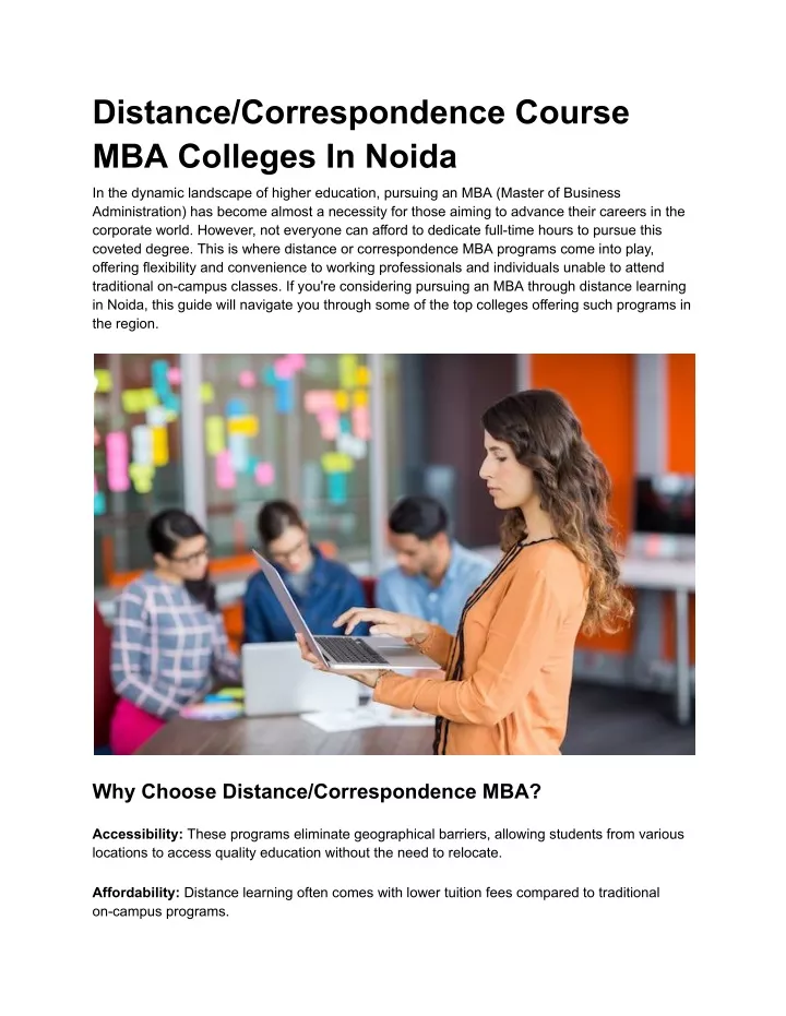 distance correspondence course mba colleges