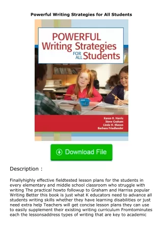 ✔️READ ❤️Online Powerful Writing Strategies for All Students