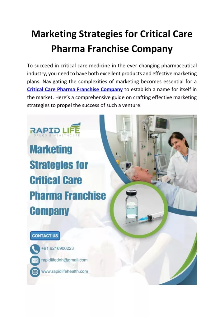 marketing strategies for critical care pharma