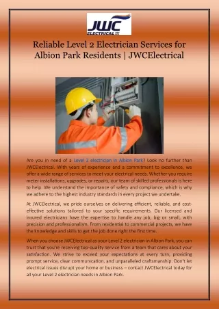 Reliable Level 2 Electrician Services for Albion Park Residents