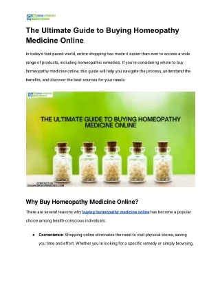 The Ultimate Guide to Buying Homeopathy Medicine Online