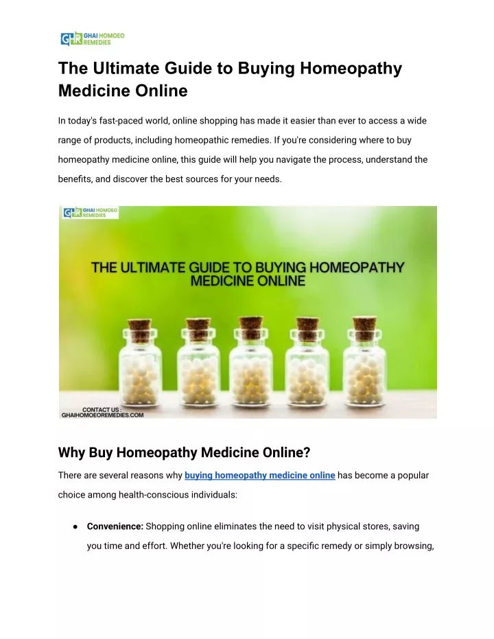 the ultimate guide to buying homeopathy medicine