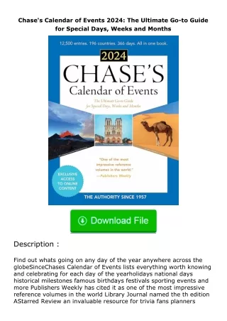 ❤PDF⚡ Chase's Calendar of Events 2024: The Ultimate Go-to Guide for Special Days, Weeks and Months