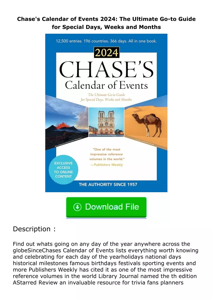 PPT PDF⚡ Chase's Calendar of Events 2024 The Ultimate Goto Guide